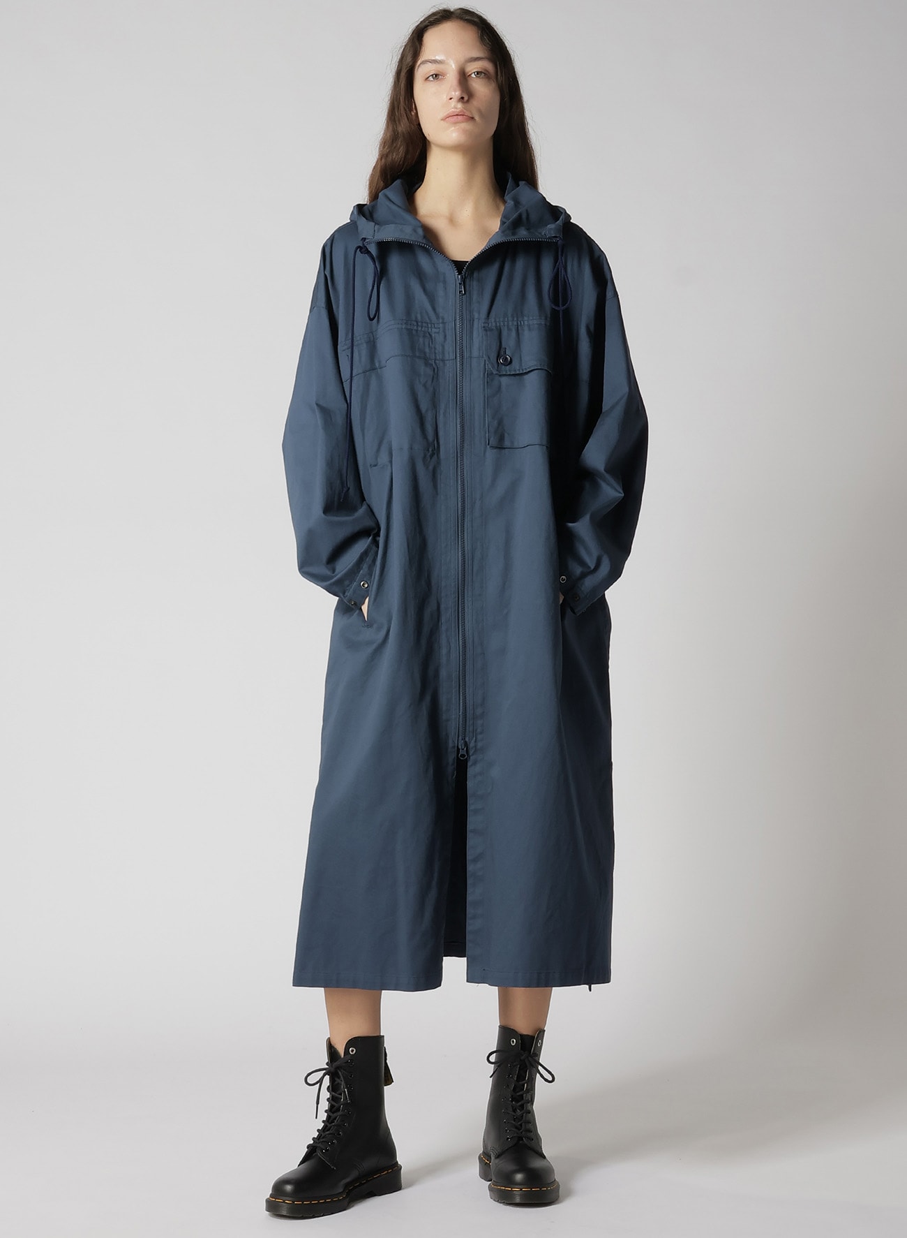 Y's BORN PRODUCT] COTTON TWILL HOODED COAT(XS Blue Grey): Y's｜THE 