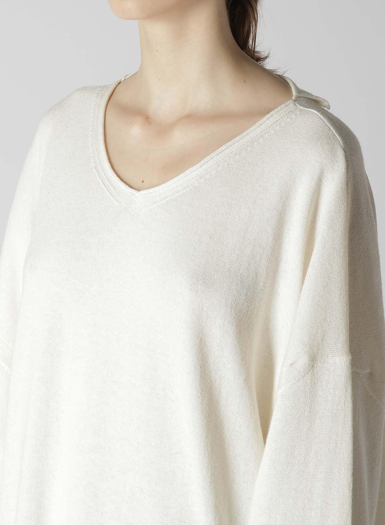 Ry/C TWISTED V NECK OVER SIZED PULLOVER KNIT