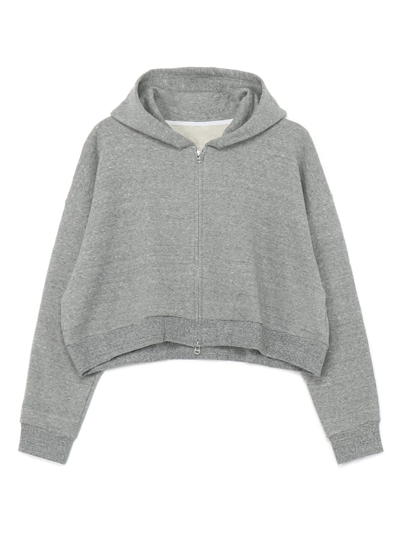 FRENCH TERRY Y'S LOGO EMBROIDERY CROPPED ZIP-UP HOODIE