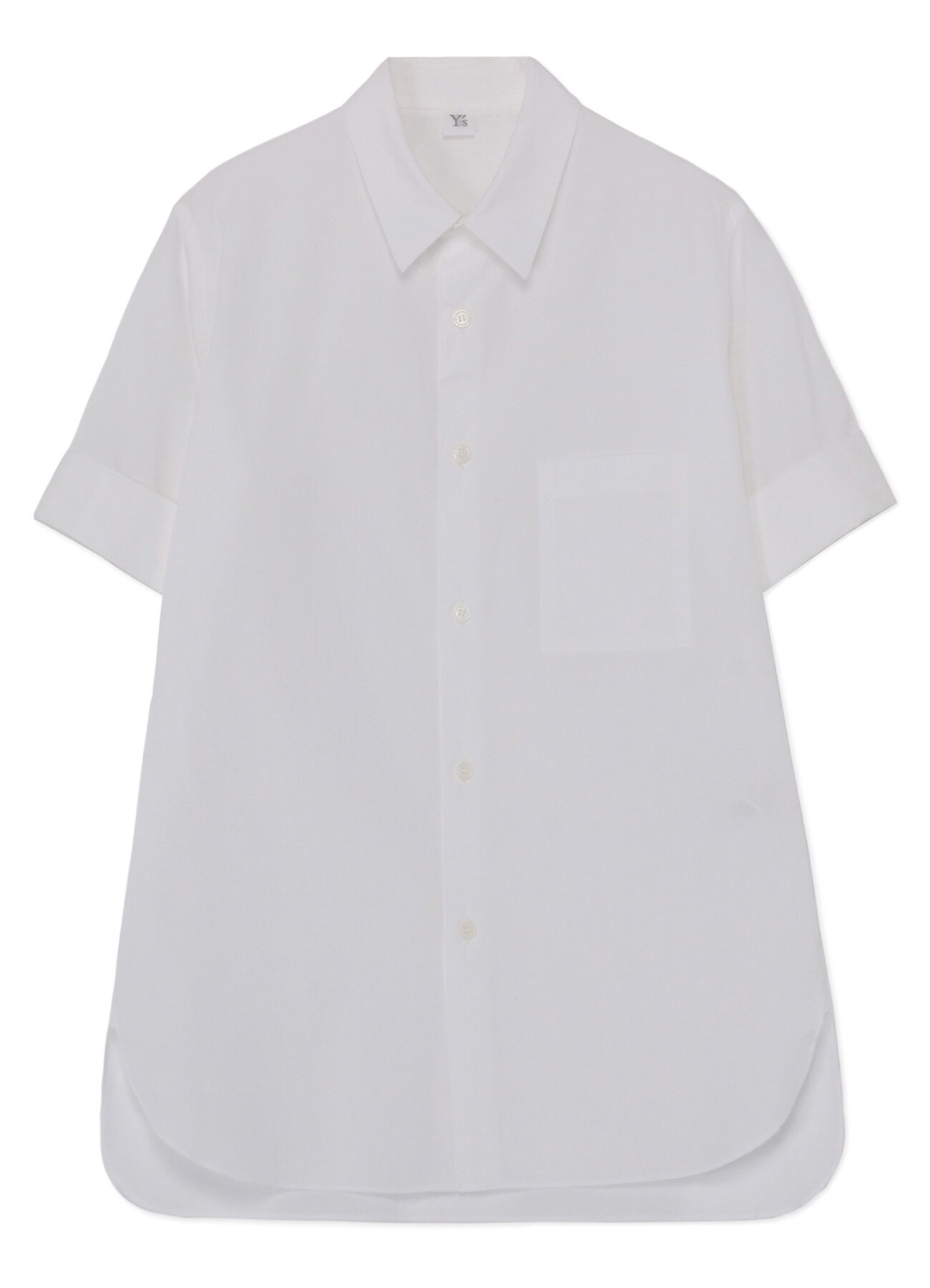 COTTON BROADCLOTH SHORT SLEEVE BLOUSE WITH CUFFED SLEEVES	