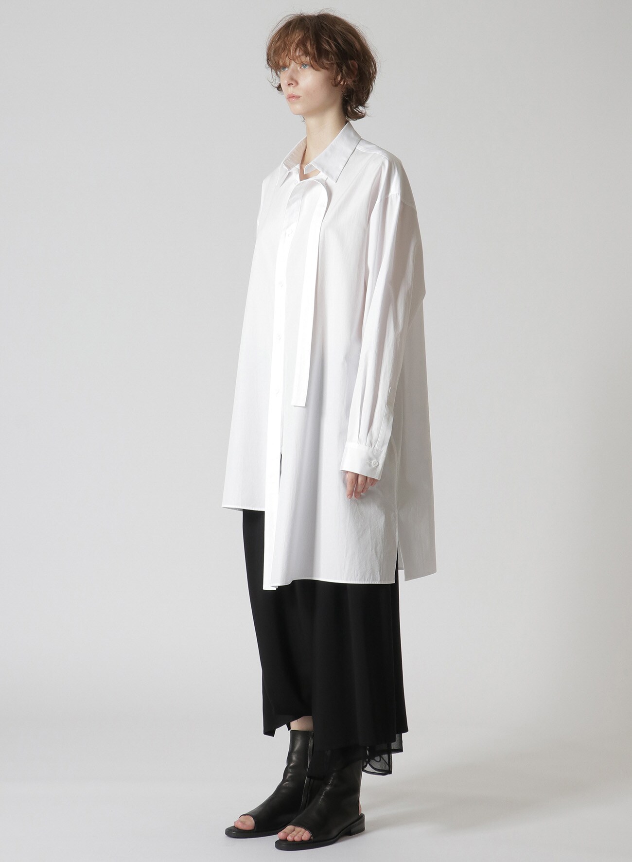COTTON BROADCLOTH BLOUSE WITH DECONSTRUCTED DANGLING PLACKET	
