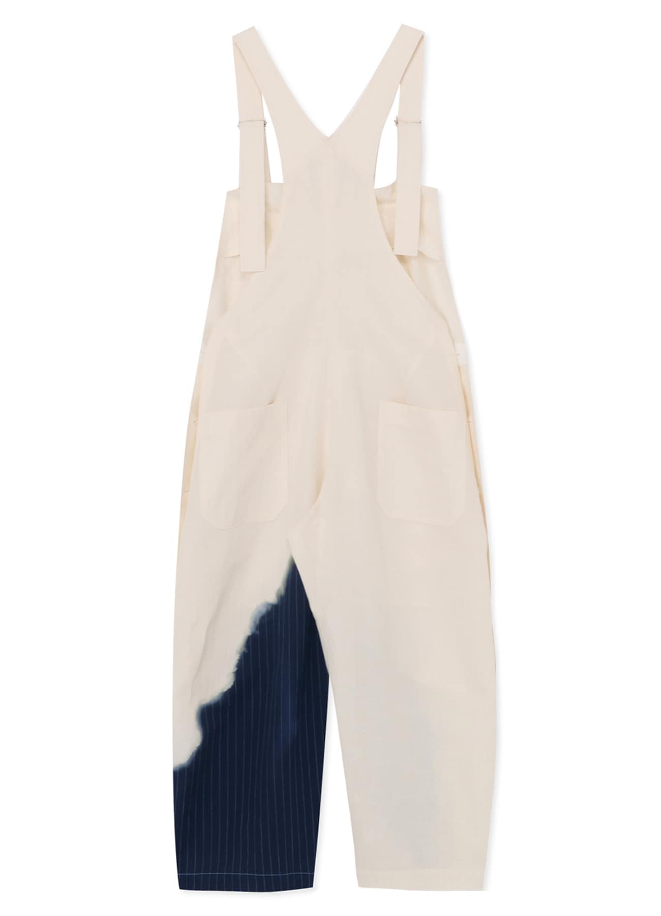 LINEN/COTTON OVERALLS WITH PARTIAL PINSTRIPE PATTERN