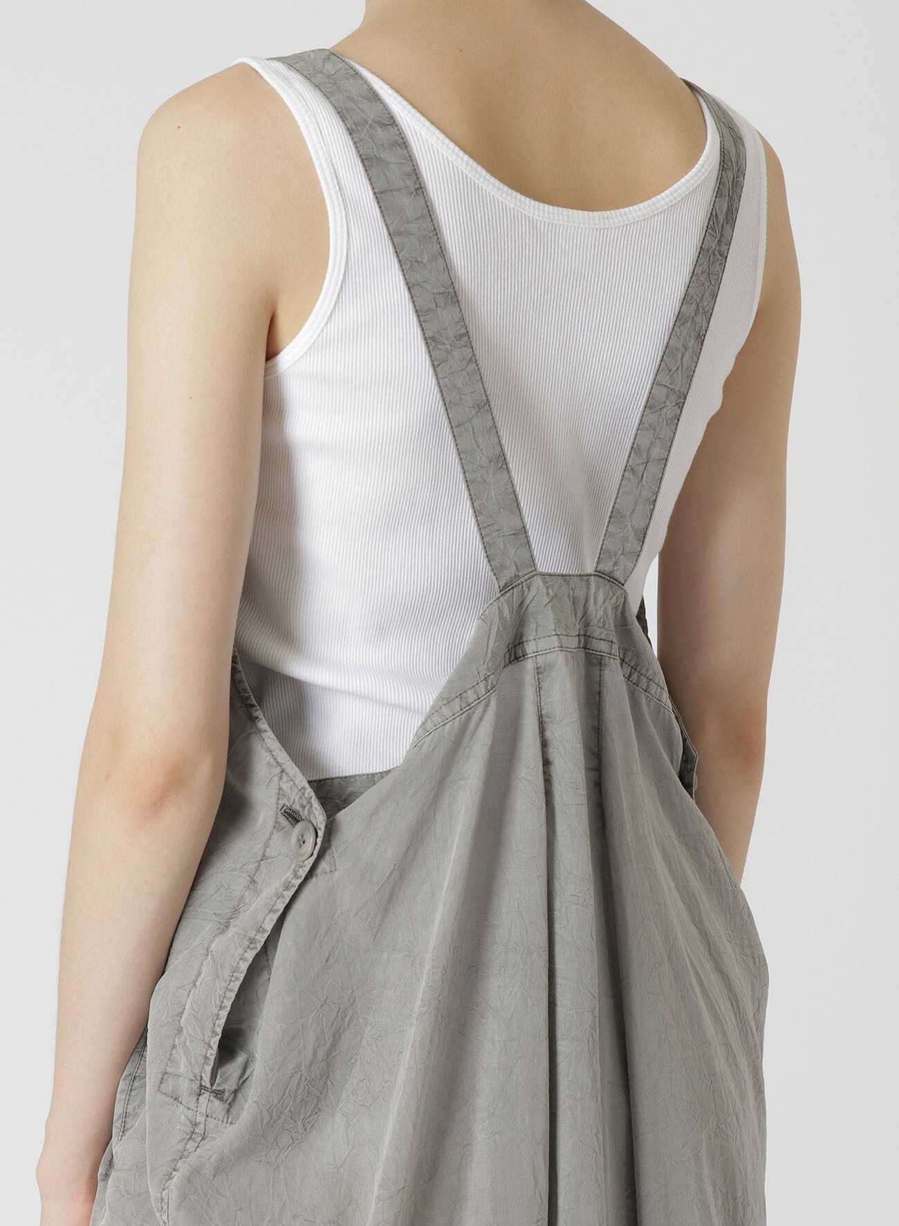 CUPRA COTTON PIGMENT-DYED WRINKLED LAWN OVERALLS