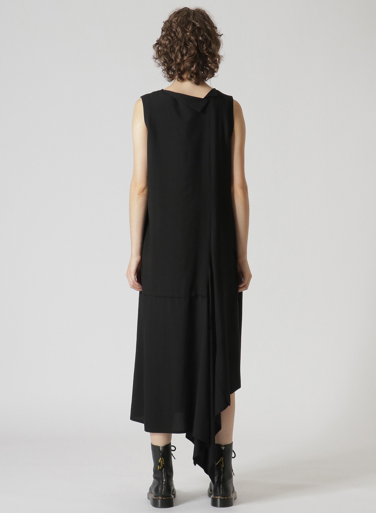 RAYON SLEEVELESS DRESS WITH SQUARE CUT COLLAR