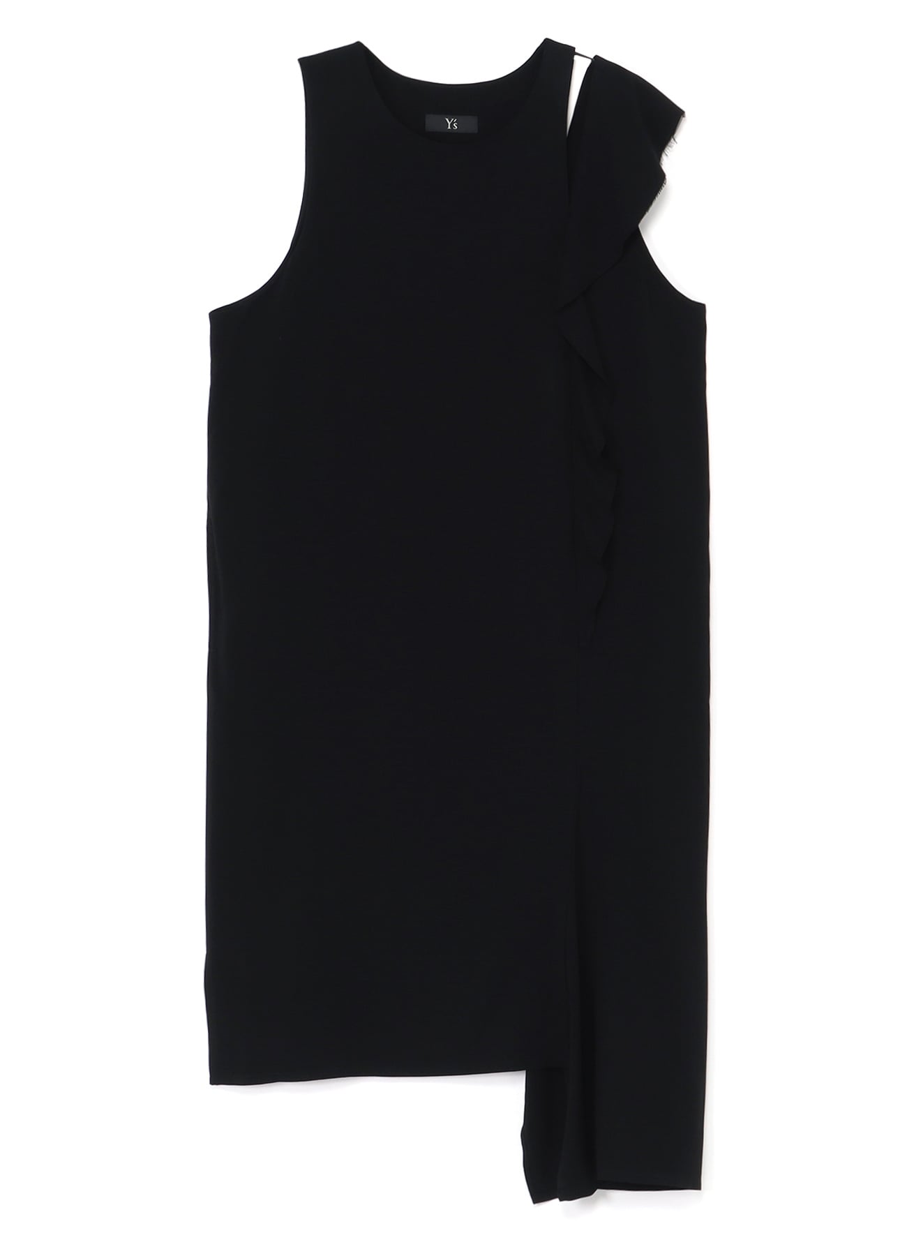CUPRO/RAYON HIGH-TWIST GABARDINE ASYMMETRIC DECONSTRUCTED DRESS(S Black):  Vintage 1.1｜THE SHOP YOHJI YAMAMOTO