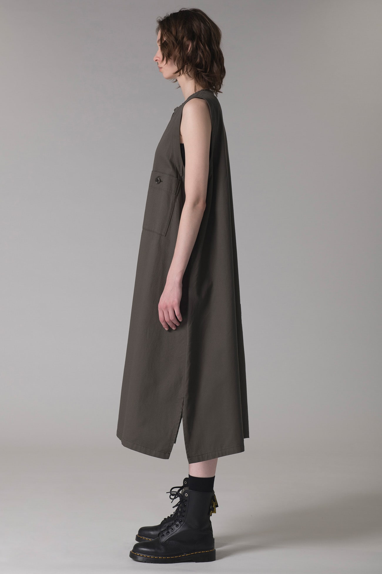 [Y's BORN PRODUCT]COTTON TWILL LONG POCKET DRESS