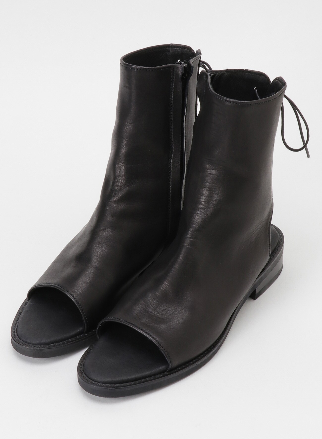 SOFT SMOOTH LEATHER OPEN TOE/HEEL BOOTS
