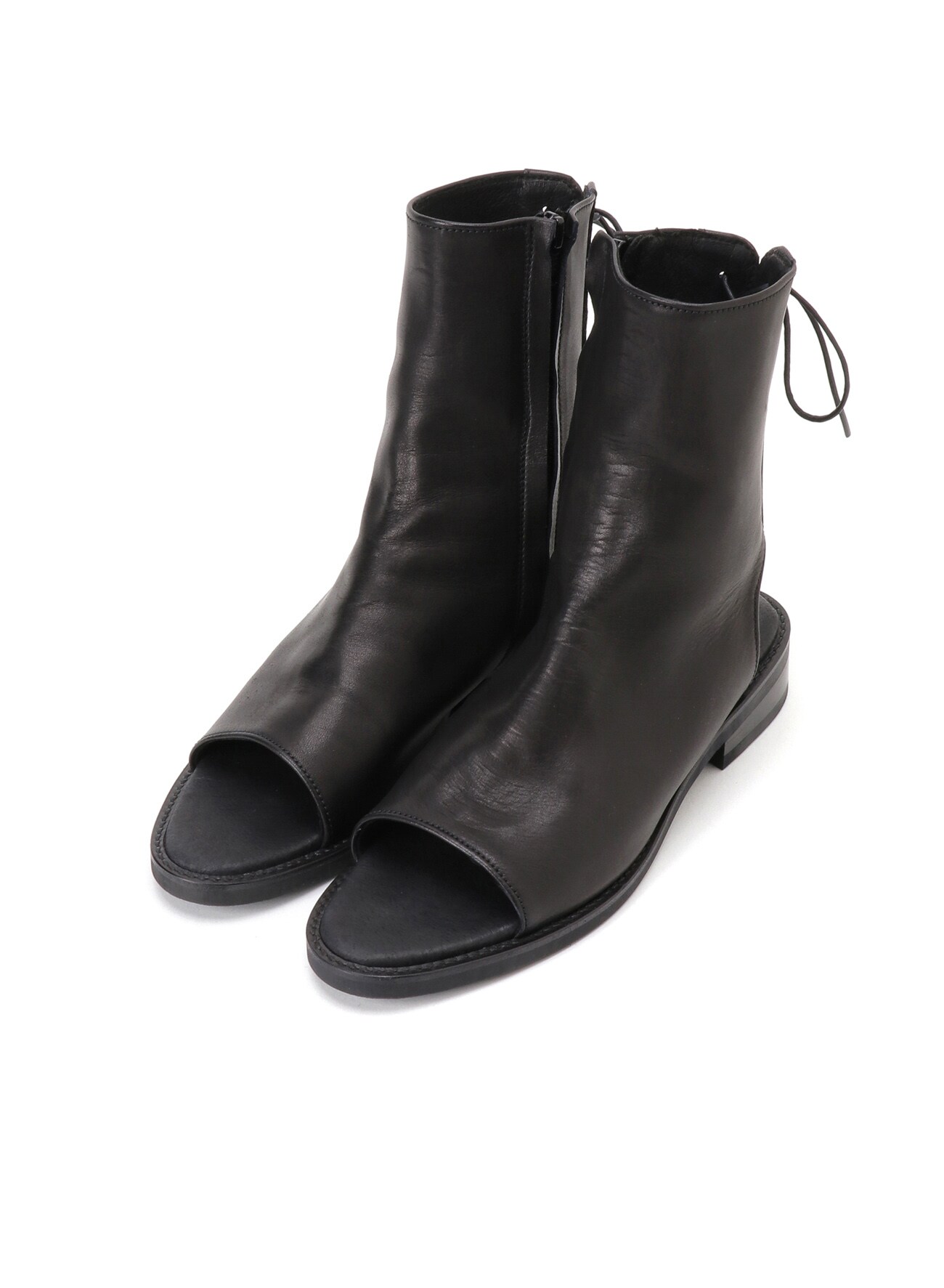 SOFT SMOOTH LEATHER OPEN TOE/HEEL BOOTS