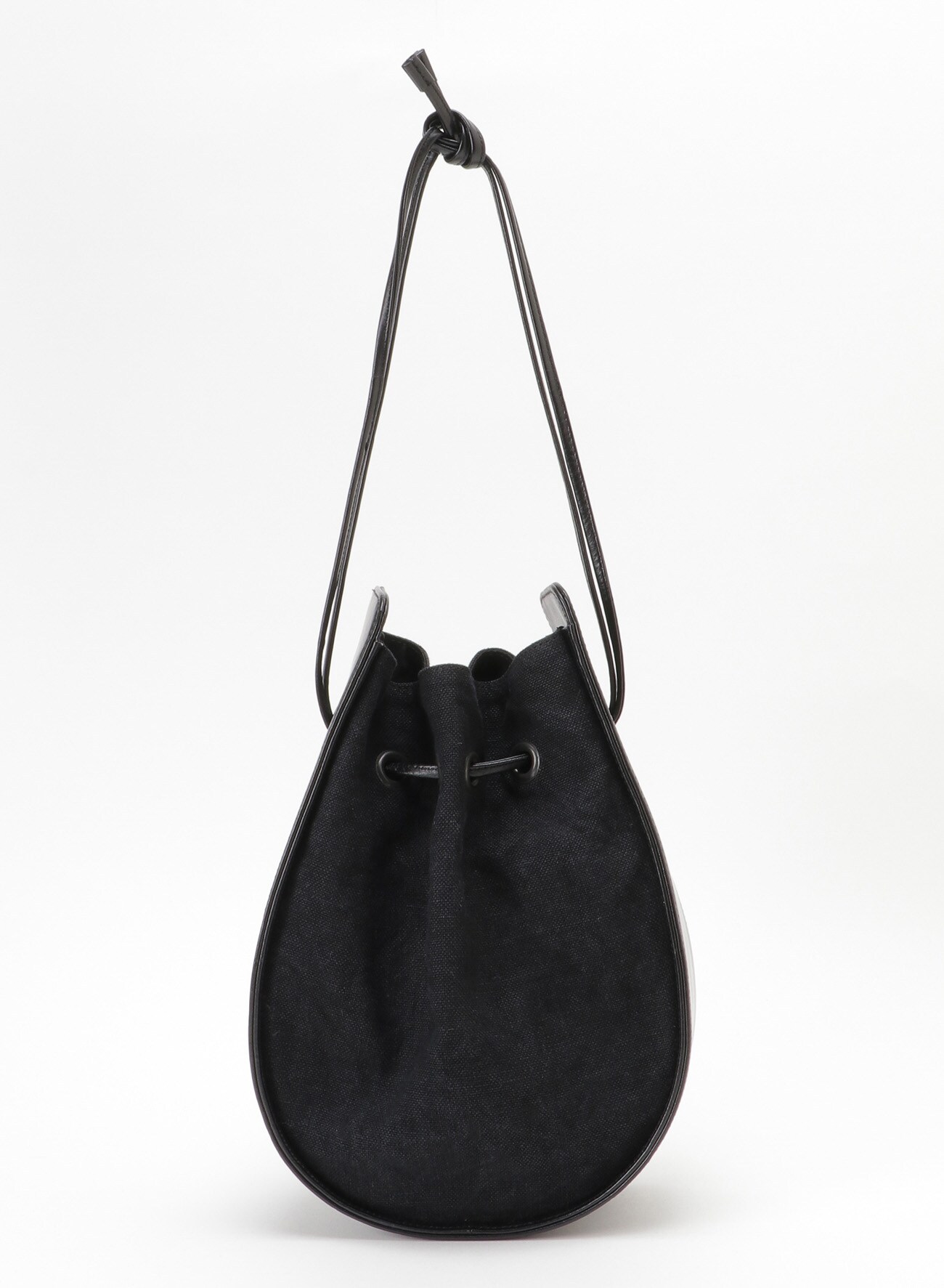 SMOOTH LEATHER x BIO LINEN OVAL BAG (FREE SIZE Black): Vintage 1.1