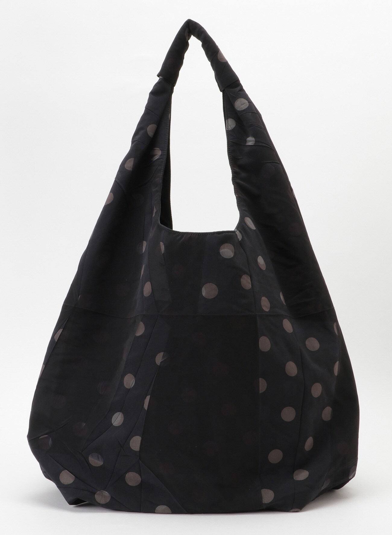 POLYESTER CREPE de CHINE DOT PATTERN OVAL BAG(S BLACK): Y's｜THE 