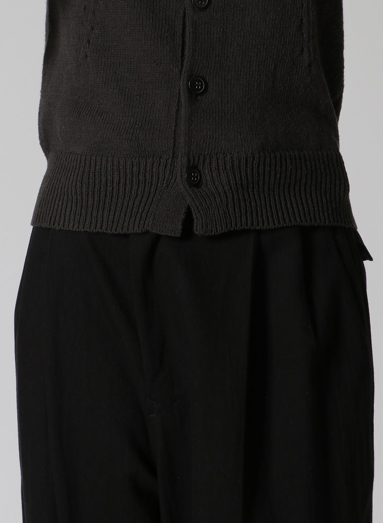 PLAIN STITCH CARDIGAN WITH HOLE DETAILS AND ASYMMETRIC COLLAR/SLEEVES