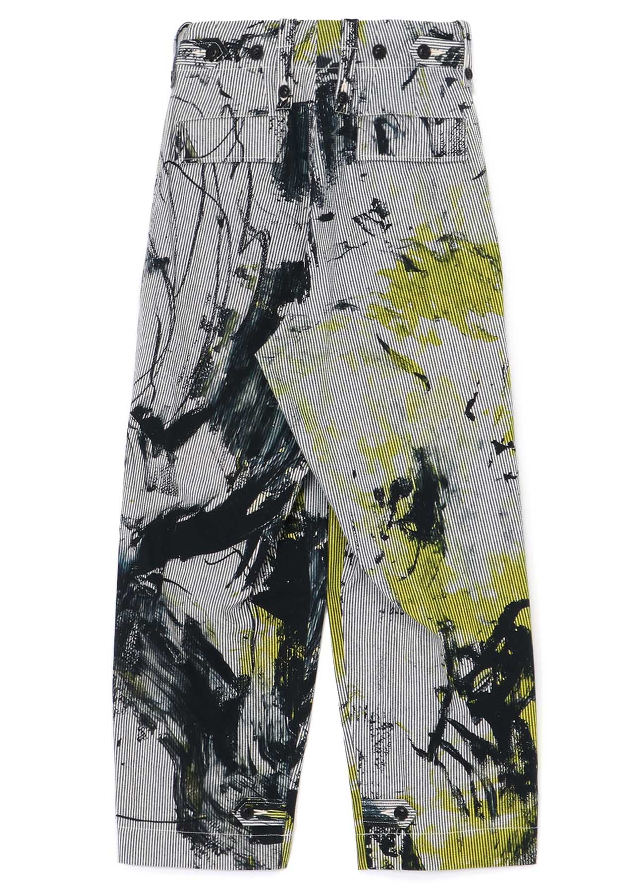 COTTON HICKORY ABSTRACT PAINT LEFT POCKET PANTS