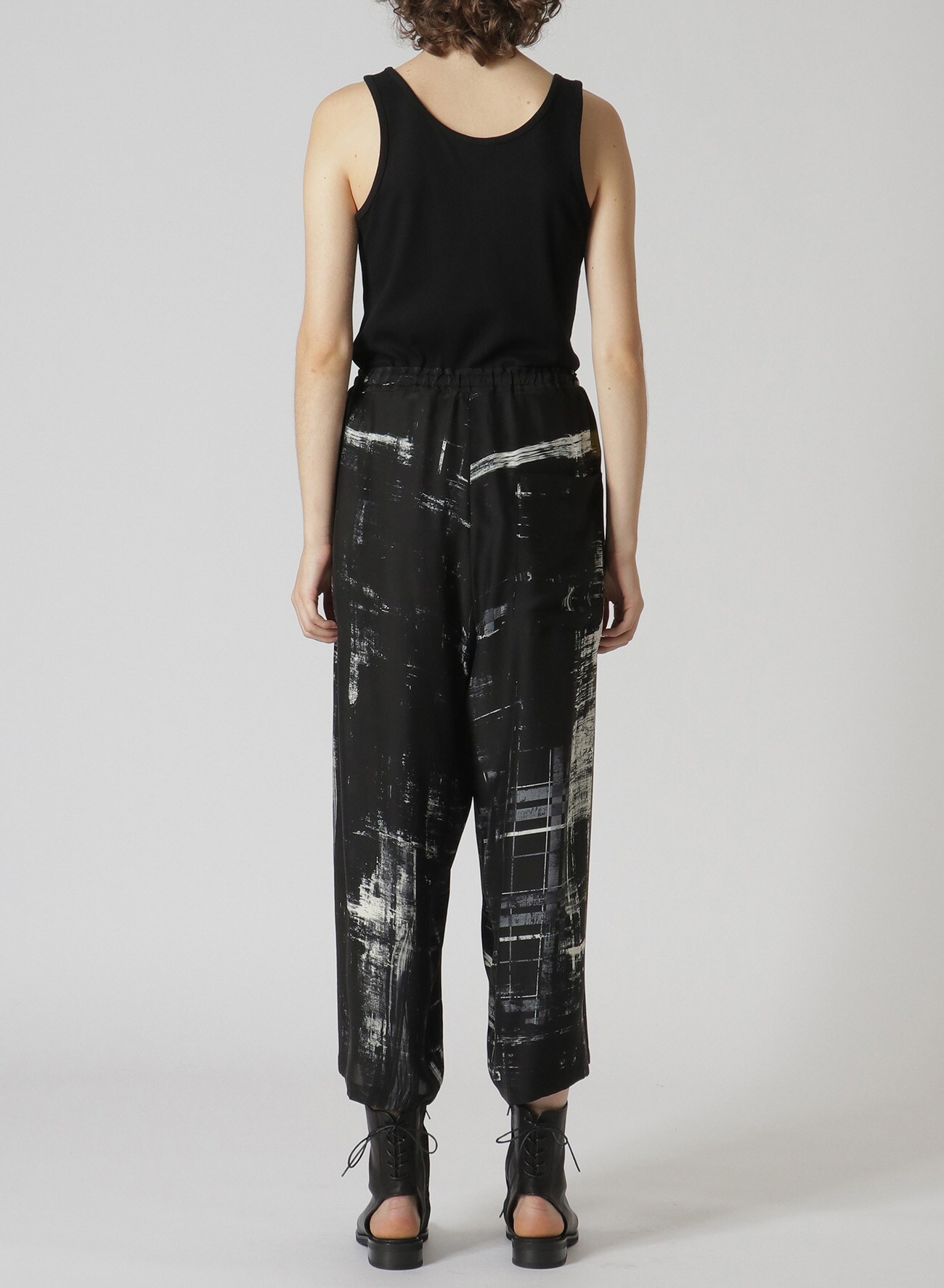 SATIN SILK PANTS WITH BRUSHED EFFECT PRINT