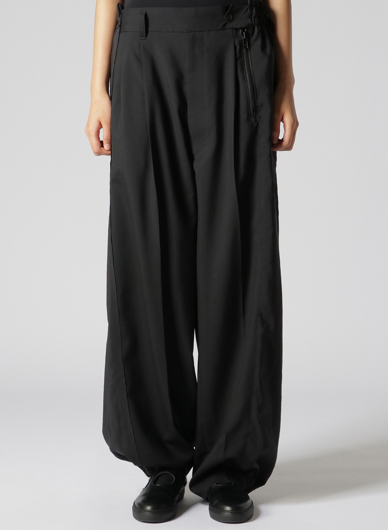 SUMMER WOOL PANELLED PANTS WITH ELASTICATED WAISTBAND