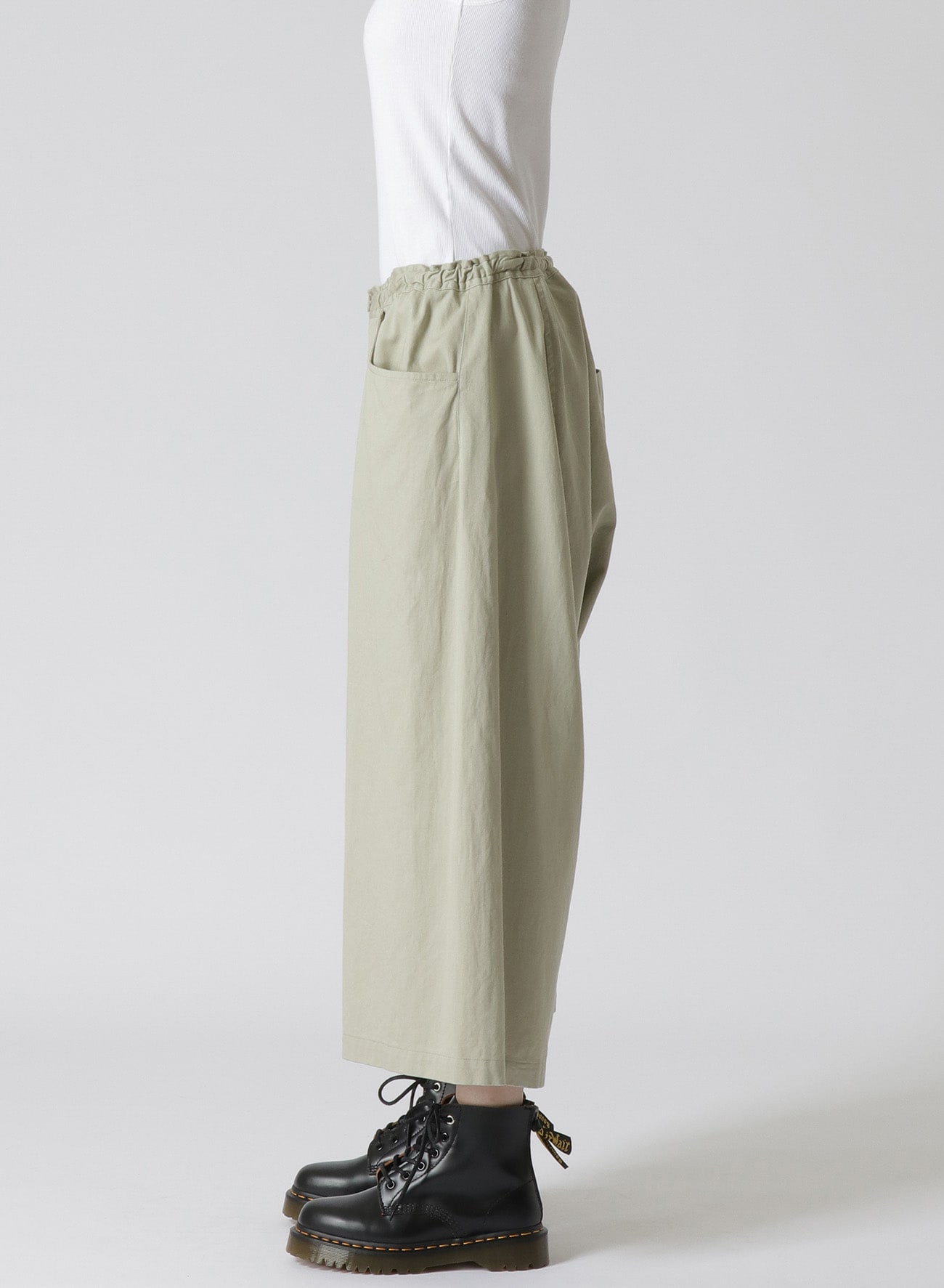 Y's BORN PRODUCT]COTTON TWILL BACK DROP WIDE PANTS(XS Grey): Y's 