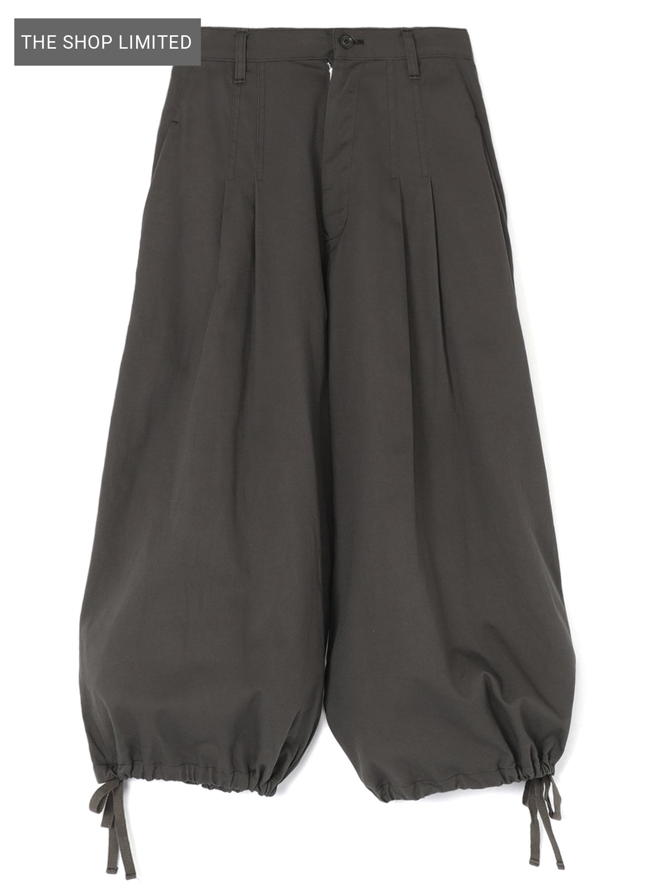 [Y's BORN PRODUT] COTTON TWILL PLEATED PANTS WITH GATHERED HEMS