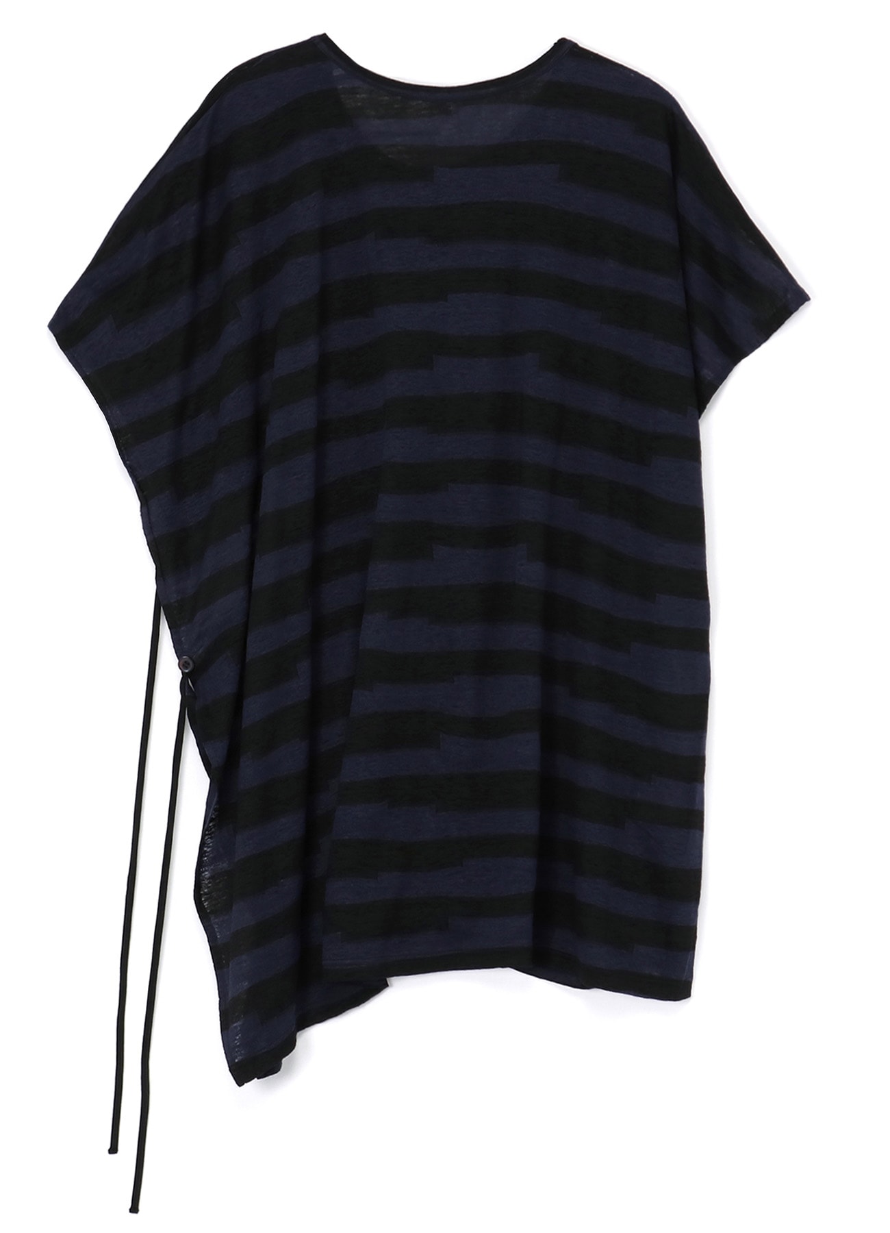 STRIPED FRENCH SLEEVE T-SHIRT WITH LEFT SLASH