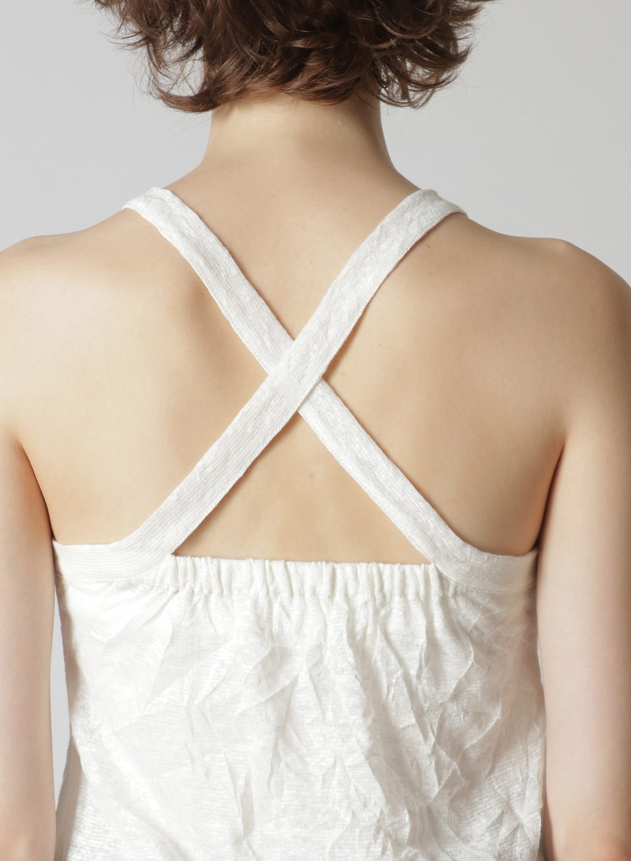 WRINKLED LINEN/POLYESTER PLAIN STITCH CAMISOLE(S Off White