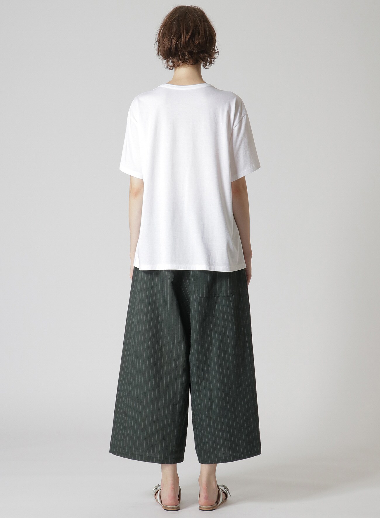COTTON T-SHIRT WITH KNITTED LINEN DETAIL