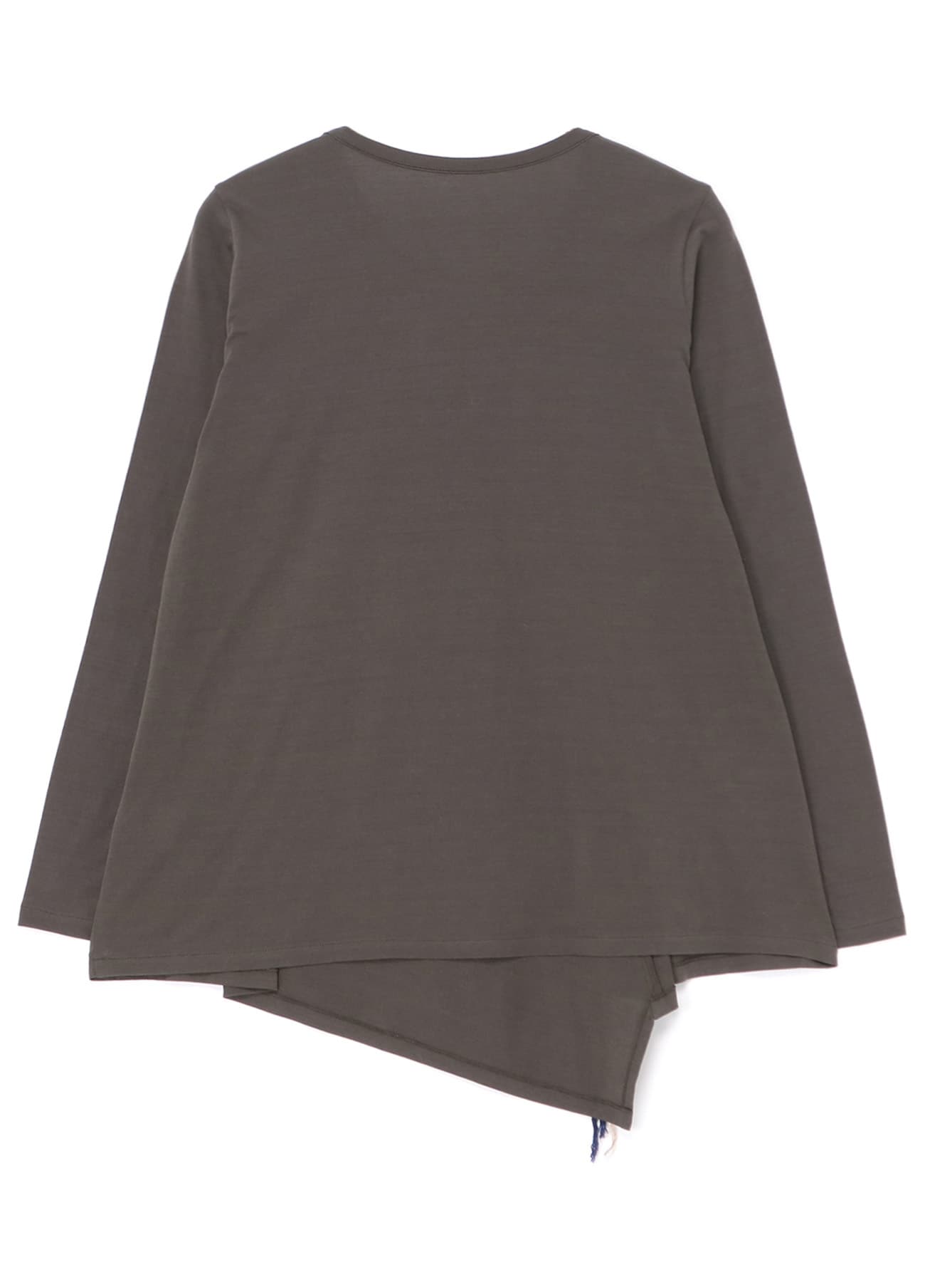 COTTON LONG SLEEVE T-SHIRT WITH KNITTED LINEN DETAIL(S Khaki 