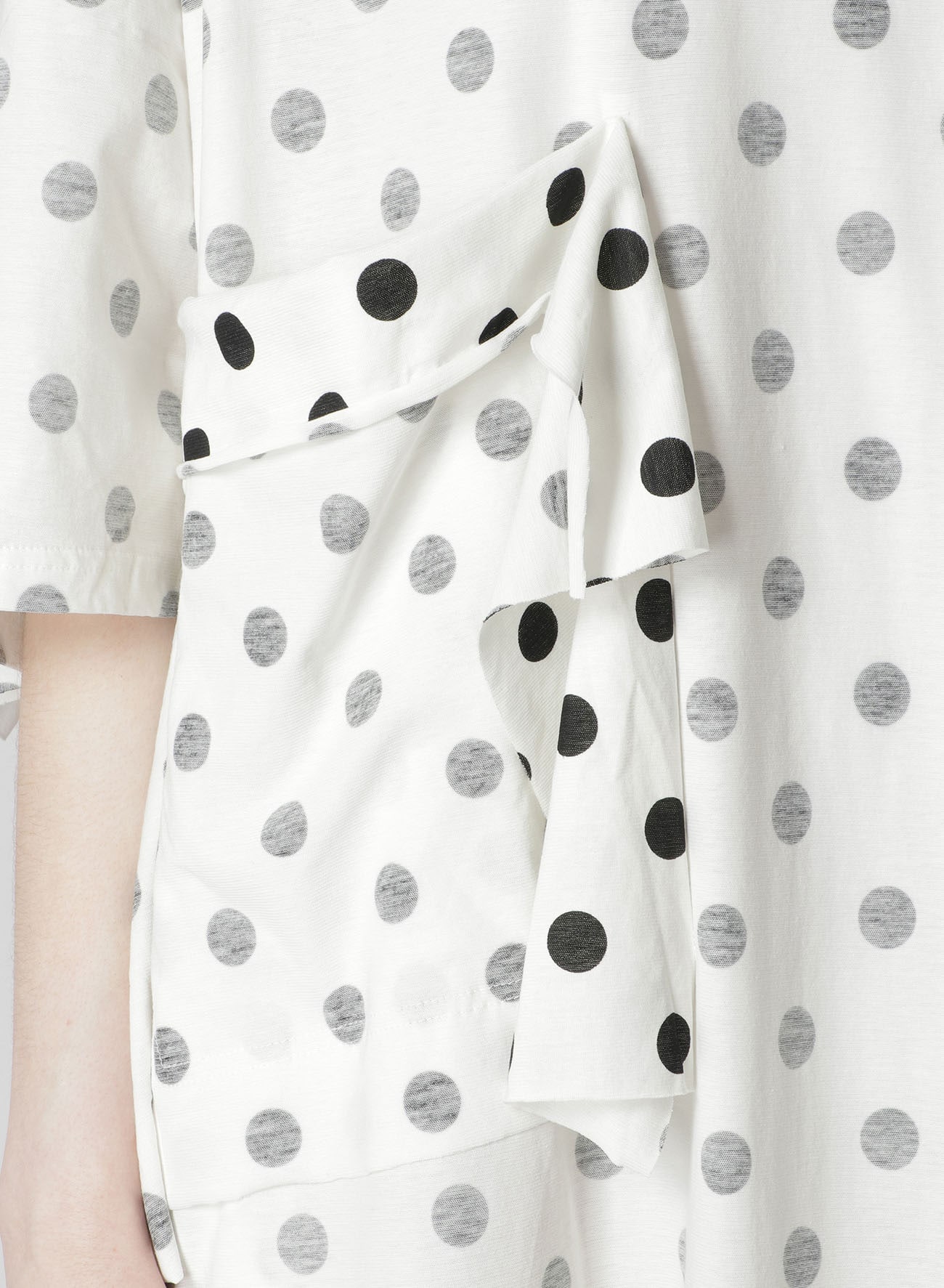 POLKA DOT PRINT DRESS WITH RIGHT CHEST POCKET