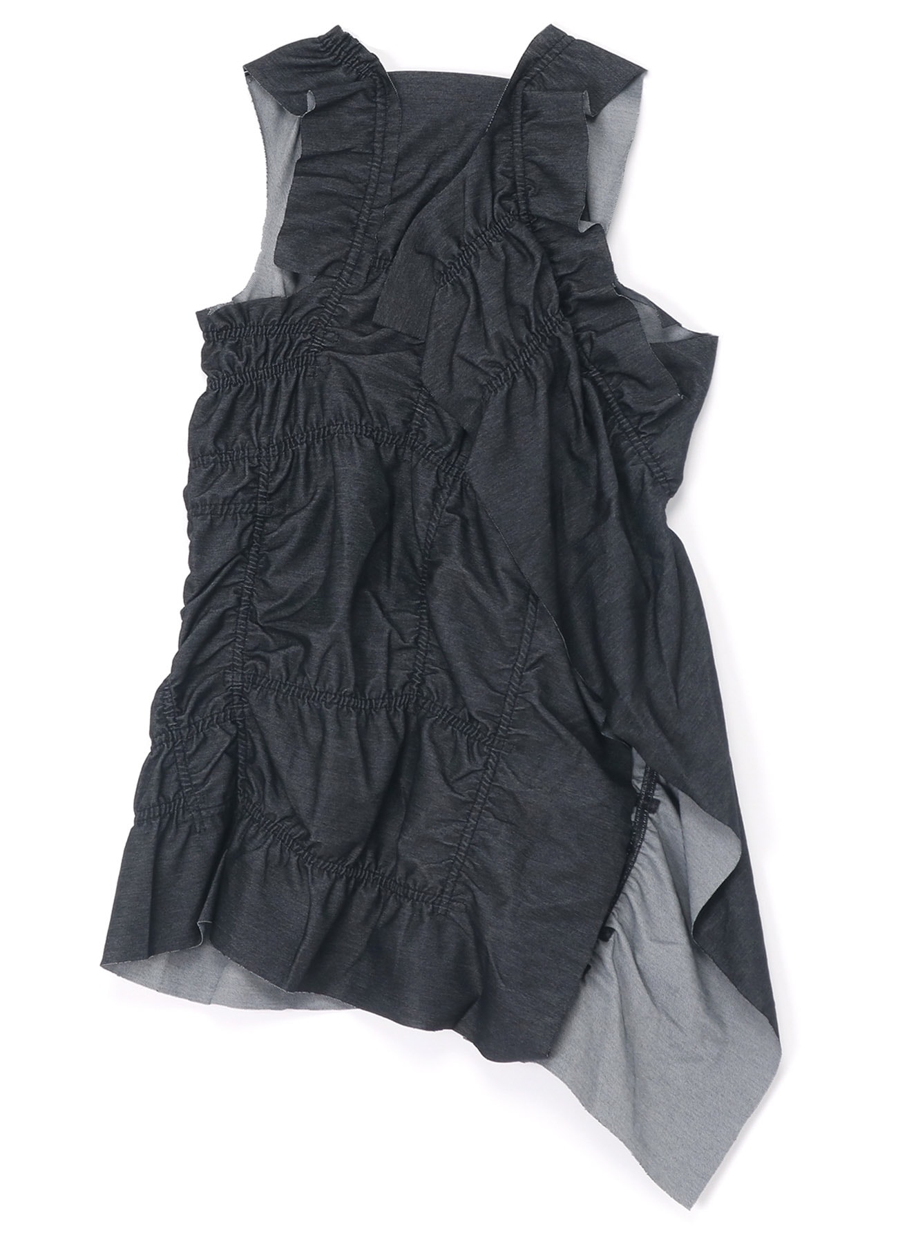 SLEEVELESS TOP WITH SHIRRING DETAILS AND RIGHT DRAPE(S Black 