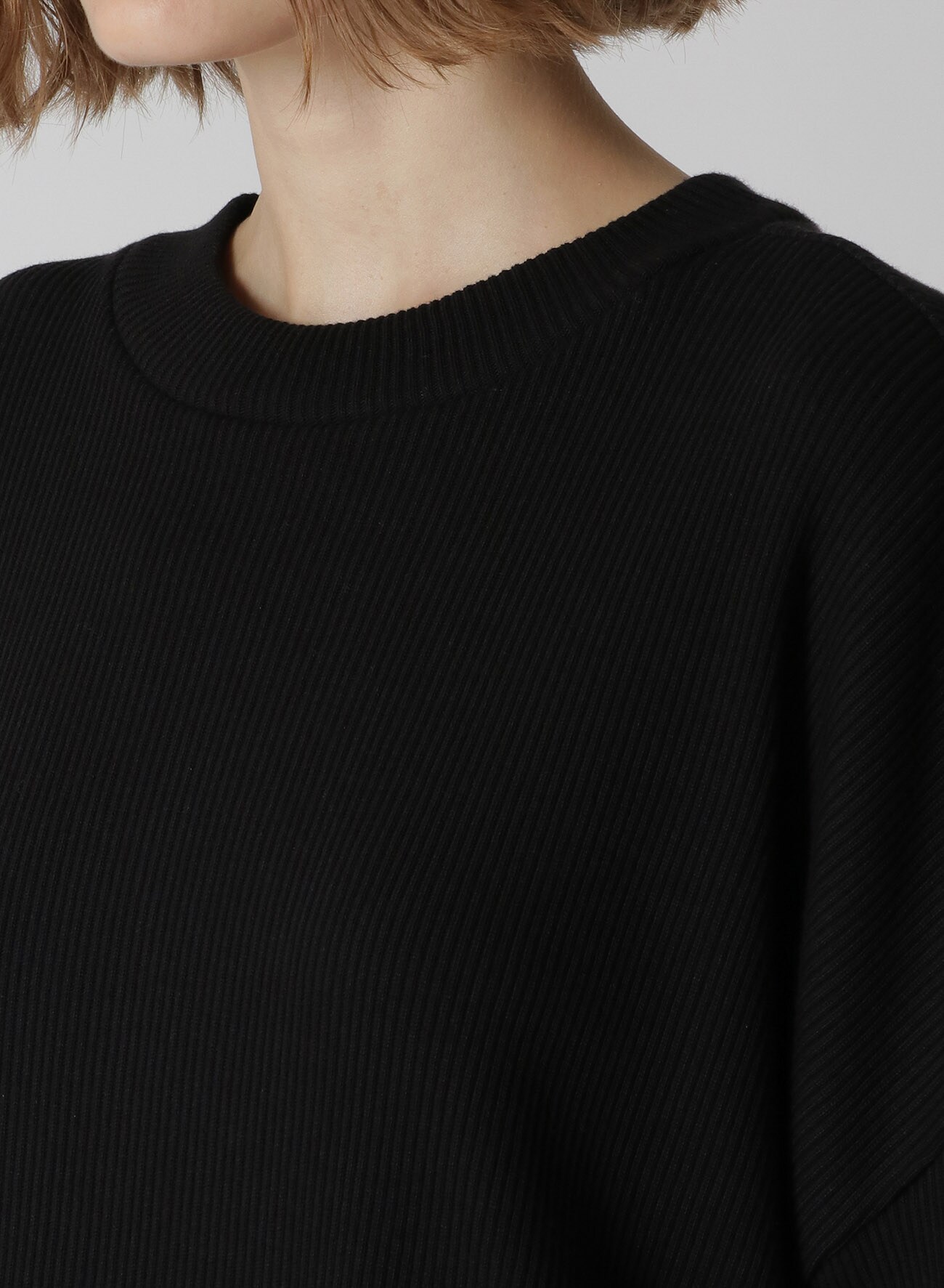 RIBBED RELAXED FIT CROPPED PULLOVER